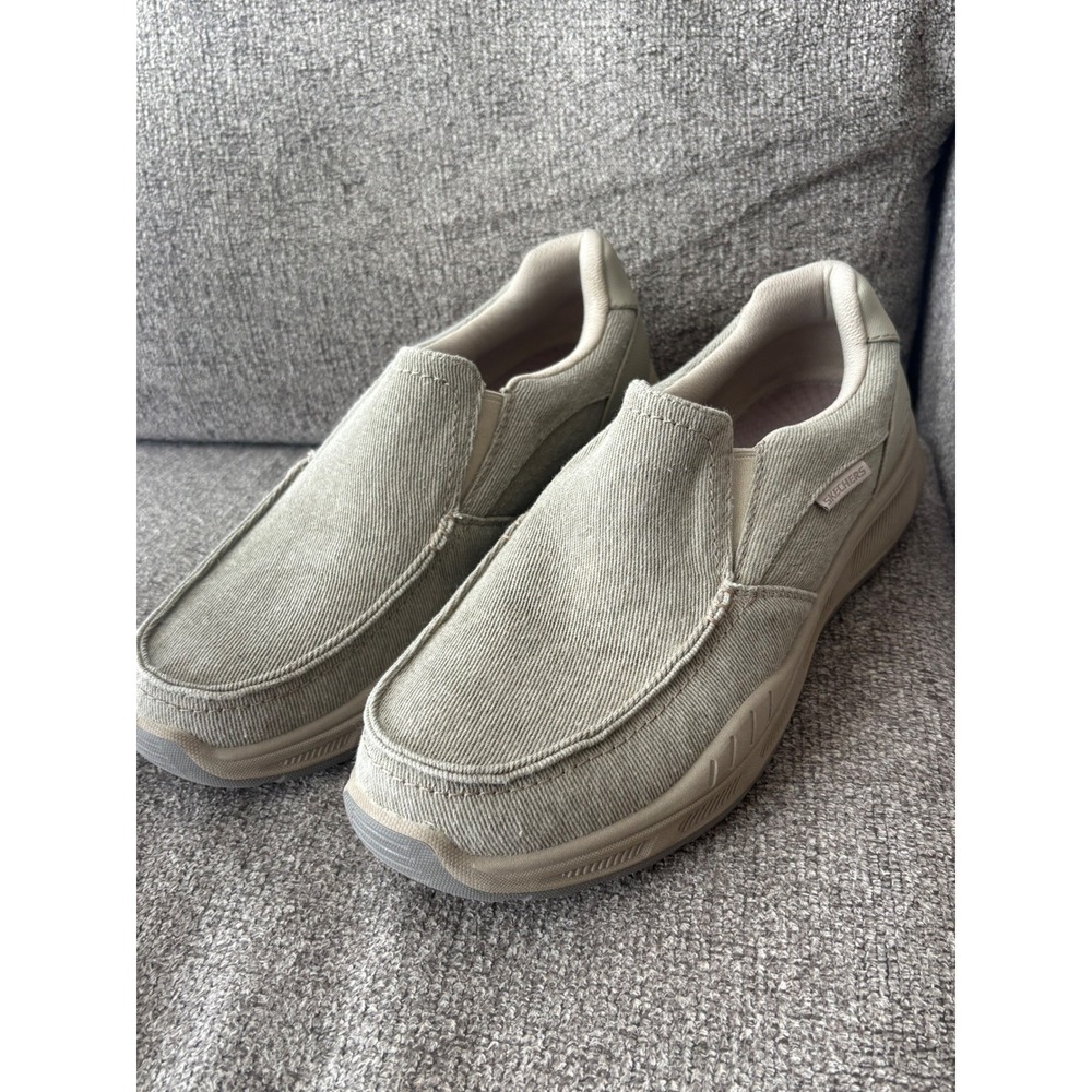 Skechers Mens Relaxed Fit Slip On Shoes Taupe Size 10